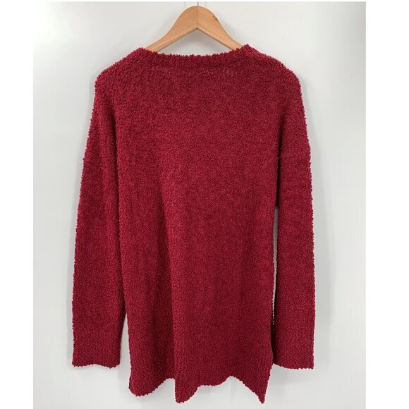Sanctuary V-Neck Cozy Teddy Sweater In Red Garnet - Picture 6 of 7